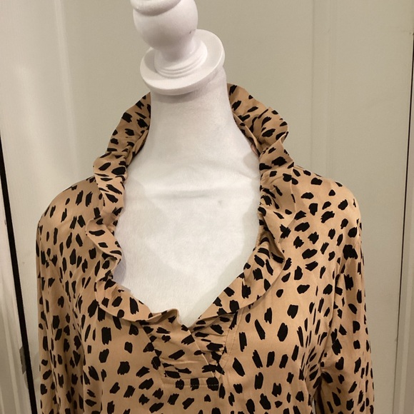 Leopard Print Ruffle Collar Blouse - Picture 2 of 5
